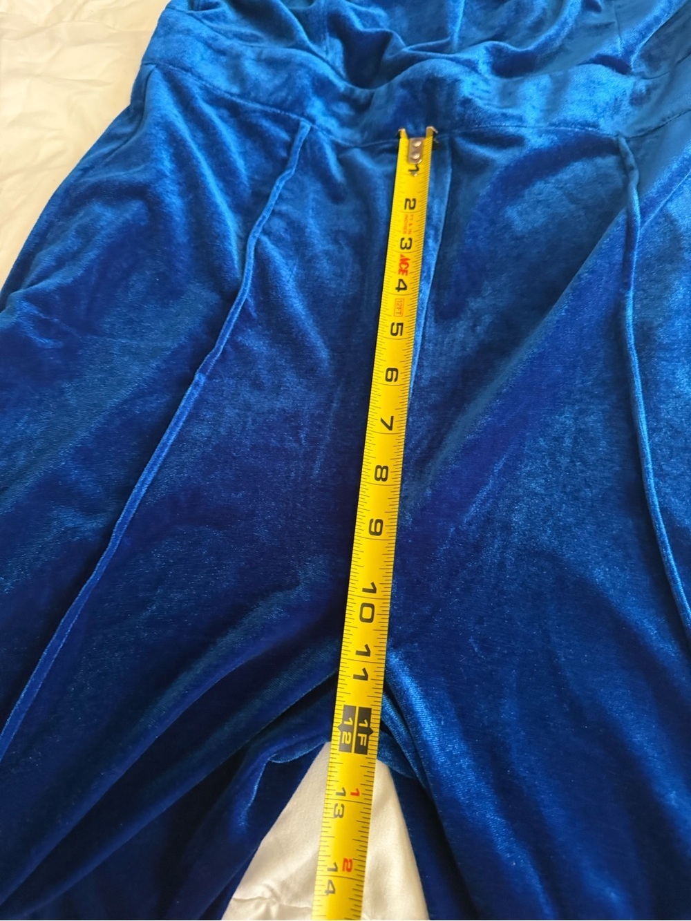 Velvet Wide-Leg Spaghetti-Strap Jumpsuit in Teal - Picture 7 of 11